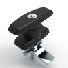 MZ108-1 PA nylon polyamide black IP54 quarter turn T knob industrial cabinet lock zinc alloy keyed lock core white zinc plated steel shaft cam adjustable 17.5-36.5mm B type t=4mm 95mm T-knob 2-Φ10 screw mounting 40mm spacing 90 degree rotation for electrical cabinets distribution boxes machinery enclosures and chemical processing equipment