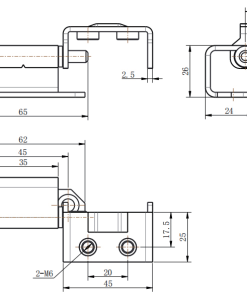 CL244-2 technical dimension drawing steel detachable concealed hinge 120 degree opening mounting hole size and installation specification