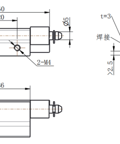CL248-1 technical dimension drawing spring loaded bolt detachable hinge 120 degree opening mounting hole size and welded frame installation specification