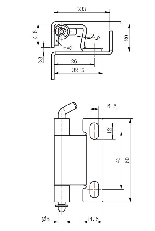 CL250-3 120° Compact Concealed Adjustable Hinge — Steel (White Zinc Plated) / SUS304 (Ground Finish) - Image 2