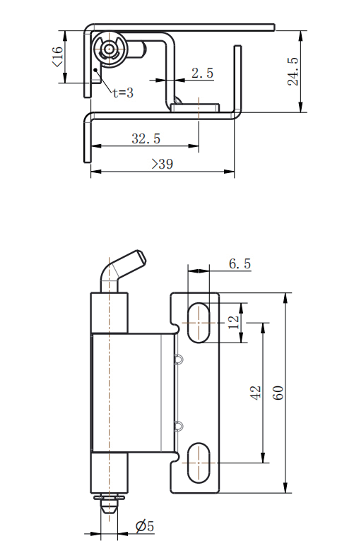 CL250-4 120° Compact Concealed Adjustable Hinge — Steel (White Zinc Plated) / SUS304 (Ground Finish) - Image 2
