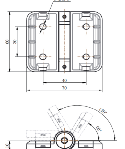 CL251-1A technical dimension drawing zinc alloy heavy duty adjustable hinge 180 degree opening 4 hole mounting size positioning angle specification