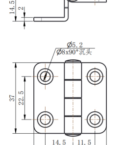 Alternative view of CL252-1 38×37mm SUS304 Stainless Steel 180° Mirror Polished Mini Butt Hinge