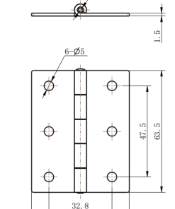 Alternative view of CL253-30-2 50.8×63.5mm SUS304 Stainless Steel 180° Mirror Polished Butt Hinge