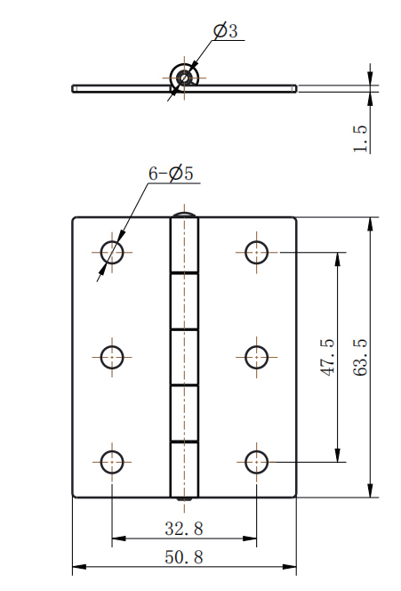 CL253-30-2 50.8×63.5mm SUS304 Stainless Steel 180° Mirror Polished Butt Hinge - Image 2