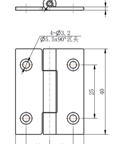 Alternative view of CL253-32-1 32×40mm SUS304 Stainless Steel 180° Mirror Polished Ultra-Mini Countersunk Butt Hinge