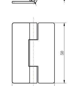 CL253-4-F technical dimension drawing SUS304 mirror polished flat weld on butt hinge 180 degree opening no hole installation size specification