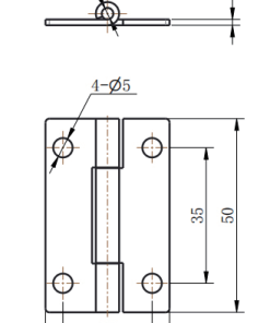 CL253-4 technical dimension drawing SUS304 mirror polished mini butt hinge 180 degree opening weld on and screw on mounting size specification