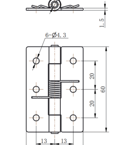 Alternative view of CL253-6 40×60mm SUS304 Stainless Steel 180° Mirror Polished Spring-Loaded Butt Hinge