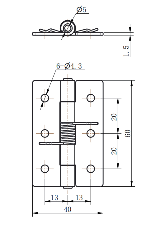 CL253-6 40×60mm SUS304 Stainless Steel 180° Mirror Polished Spring-Loaded Butt Hinge - Image 2