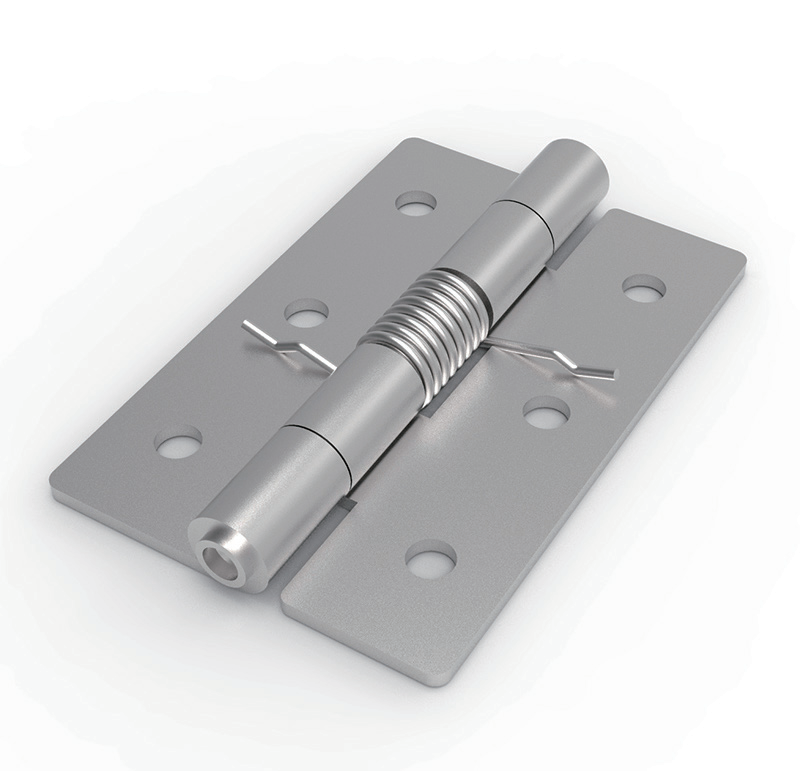 CL253-6 SUS304 stainless steel mirror polished 40x60mm 1.5mm thick 180 degree spring loaded butt hinge integrated torsion spring 6-Φ4.3 mounting holes Φ5 pin self closing for electrical cabinets equipment doors and industrial enclosures