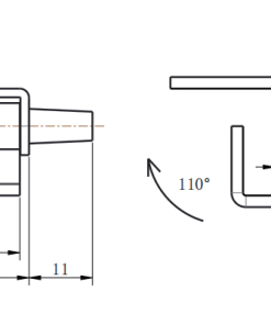 CL257-1 technical dimension drawing steel white zinc plated concealed hinge 110 degree opening PA spacer sleeve pin and mounting size specification