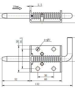 Alternative view of CL263 Steel White Zinc Plated Spring-Loaded Bolt Detachable Hinge with Lift Handle
