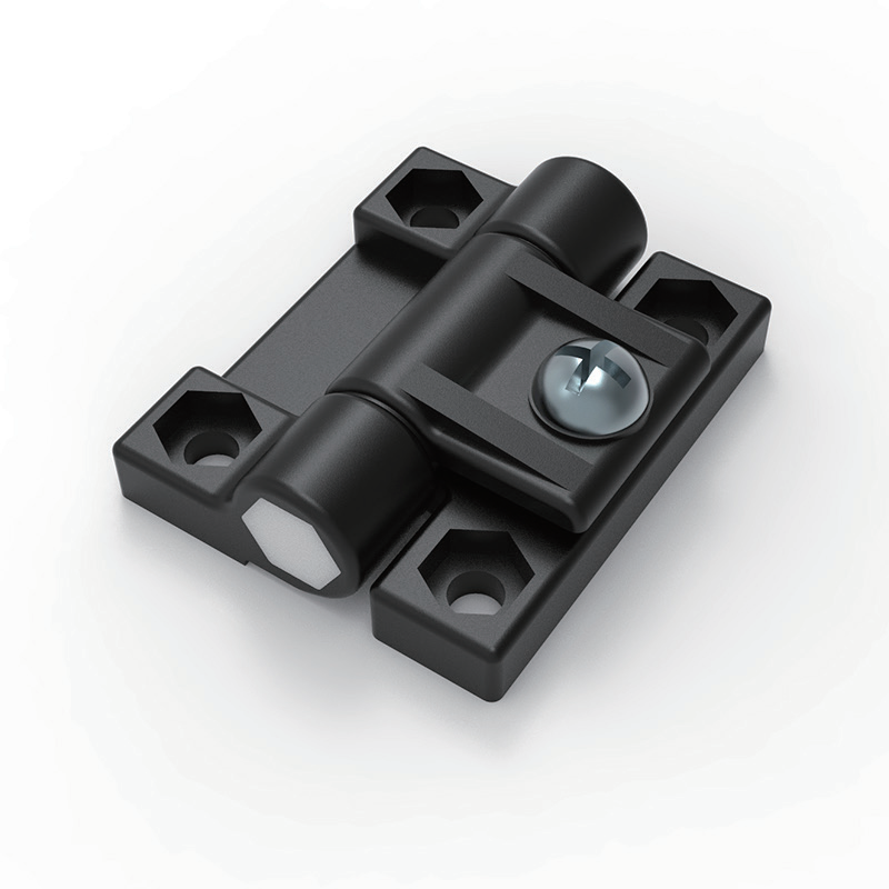 CL272 POM black adjustable damping torque hinge PC polycarbonate shaft stainless steel screw 160 degree 4-Φ4.4 mounting holes friction control for instrument enclosures medical devices electronic equipment and display panels