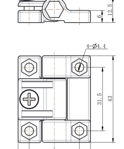 Alternative view of CL272 POM Black Adjustable Damping Torque Hinge with PC (Polycarbonate) Shaft — 160°