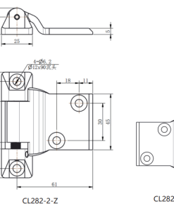 Alternative view of CL282-2 Zinc Alloy Black Powder Coated 180° Adjustable Heavy-Duty Hinge — Left Hand (CL282-2-Z) / Right Hand (CL282-2-Y)