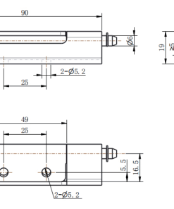 CL283-4 technical dimension drawing SUS304 grinding polished lift off hinge 140 degree opening circular mounting hole and compact side profile size specification