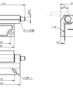 CL293 technical dimension drawing steel sand spray nickel plated heavy duty concealed hinge 90 degree opening mounting hole door panel door frame size specification