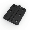 CL295-2 black PA nylon polyamide heavy duty rounded corner butt hinge SUS304 stainless steel pin 180 degree 80x100mm 6-Φ5.6 Φ11.3 countersunk holes 3 per leaf for electrical cabinets machinery enclosures outdoor equipment and chemical processing enclosures