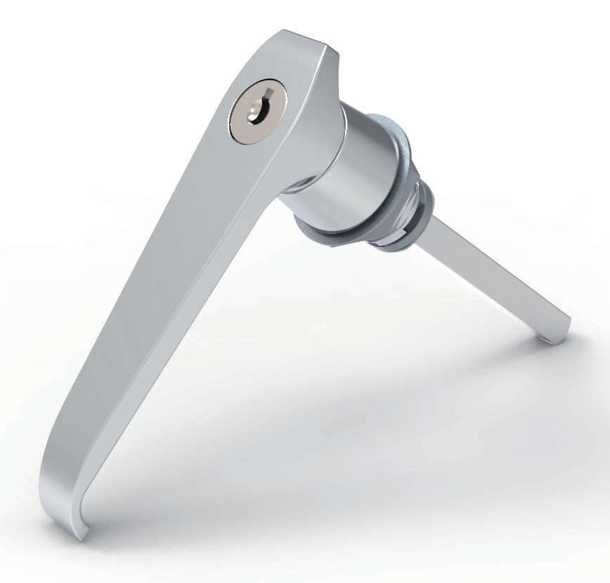 MZ312 series zinc alloy bright chrome plated IP65 quarter turn L handle industrial cabinet lock MZ312-1 with lock core MZ312-2 without lock core MZ312-2A-R MZ312-2-L with padlock facility 90 degree rotation for electrical cabinets distribution boxes server racks and machinery enclosures