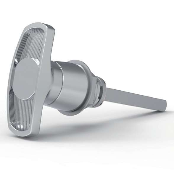 MZ314-1 Series 60mm Zinc Alloy Bright Chrome Plated IP65 Quarter-Turn T-Handle Industrial Cabinet Lock - Image 2