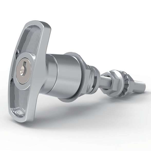 MZ314-1 Series 60mm Zinc Alloy Bright Chrome Plated IP65 Quarter-Turn T-Handle Industrial Cabinet Lock - Image 3
