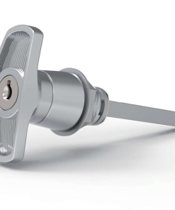 MZ314-1 series zinc alloy bright chrome plated IP65 quarter turn T handle industrial cabinet lock 60mm T-bar MZ314-1 with lock core C8 shaft MZ314-2 without lock core MZ314-1M MZ314-2M M10 threaded shaft 90 degree rotation customizable length for electrical cabinets distribution boxes server racks and machinery enclosures