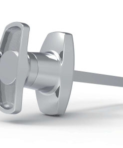 MZ314-3 series zinc alloy bright chrome plated IP65 quarter turn T handle industrial cabinet lock screw mounting 60mm T-bar MZ314-3 with lock core C8 shaft MZ314-4 without lock core MZ314-3M MZ314-4M M10 threaded shaft 90 degree rotation customizable length for electrical cabinets distribution boxes server racks and machinery enclosures
