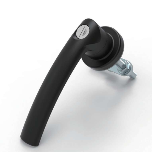 MZ320-1 PA nylon polyamide black quarter turn L handle industrial cabinet lock zinc alloy lock core M10 threaded steel shaft C8 flat 69.5mm adjustable pressure plate left right hand compatible for electrical cabinets distribution boxes machinery enclosures and chemical processing enclosures