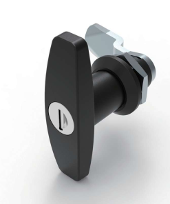 MZ324 series zinc alloy SUS powder coated black IP54 quarter turn industrial cabinet lock L shaped handle MZ324-1 T shaped handle MZ324-2 with without lock core zinc alloy stainless steel 8 variants 90 degree rotation B type cam square cutout for electrical cabinets distribution boxes server racks and machinery enclosures