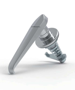 MZ807-1 zinc alloy bright chrome plated IP65 quarter turn compression L handle industrial cabinet lock integrated dust cap spring loaded C10 steel shaft 45-58mm adjustable white zinc plated cam 90 degree rotation for electrical cabinets outdoor distribution boxes communication enclosures and machinery equipment