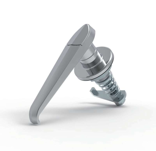MZ807-1 zinc alloy bright chrome plated IP65 quarter turn compression L handle industrial cabinet lock integrated dust cap spring loaded C10 steel shaft 45-58mm adjustable white zinc plated cam 90 degree rotation for electrical cabinets outdoor distribution boxes communication enclosures and machinery equipment