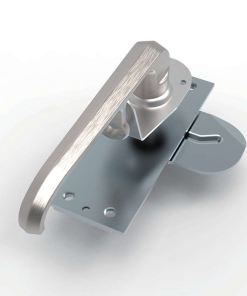 MZ841-1 SUS304 stainless steel brushed quarter turn industrial cabinet lock connecting rod mechanism padlock facility steel cam base plate support white zinc plated 90 degree rotation B8 shaft lock panel door plate assembly for heavy electrical cabinets large machinery enclosures and outdoor industrial equipment