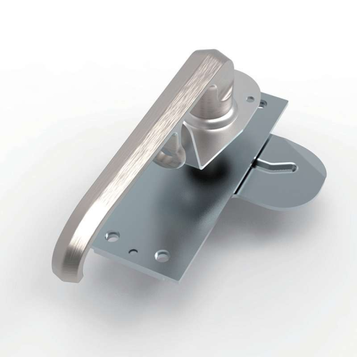 MZ841-1 SUS304 stainless steel brushed quarter turn industrial cabinet lock connecting rod mechanism padlock facility steel cam base plate support white zinc plated 90 degree rotation B8 shaft lock panel door plate assembly for heavy electrical cabinets large machinery enclosures and outdoor industrial equipment
