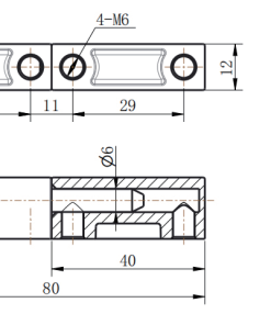CL204-1 dimension technical drawing with 4-M6 internal threaded mounting holes