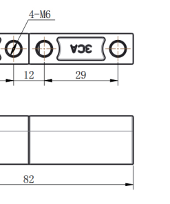 CL204-3CA dimension drawing 82mm total length 4-M6 internal threaded mounting holes