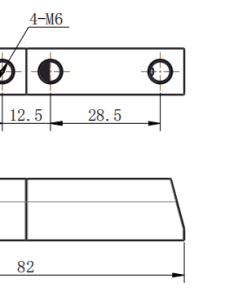 CL204-3K dimension drawing 82mm total length 4-M6 internal threaded mounting holes