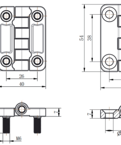 CL209 series dimension drawing CL209-1 threaded stud version CL209-2 countersunk hole version 54mm×40mm hinge