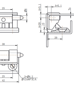 CL212 technical dimension drawing CL212-1 CL212-2 CL212-3 38mm length 3 thickness specifications removable pivot hinge