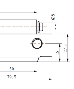CL218-1 full technical dimension drawing 100mm length limited 90° swing removable pivot hinge