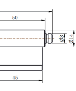 CL218-2 complete technical dimension drawing 110mm length removable pivot hinge with flat mounting bracket