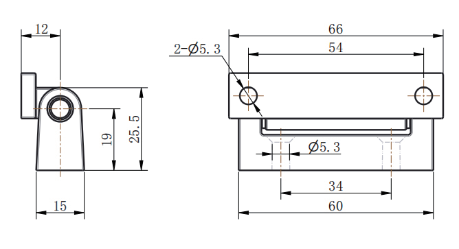 CL219-6 technical dimension drawing 66mm enclosed type removable 180° swing equipment hinge