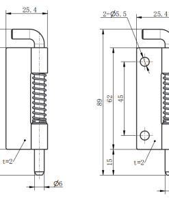 Alternative view of CL225-1 Spring Loaded Drop Pin Hinge