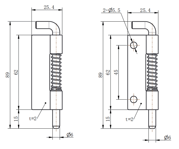CL225-1 Spring Loaded Drop Pin Hinge - Image 2