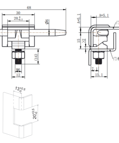 CL230-4 technical dimension drawing SUS304 detachable lift-off hinge 180° opening installation size specification