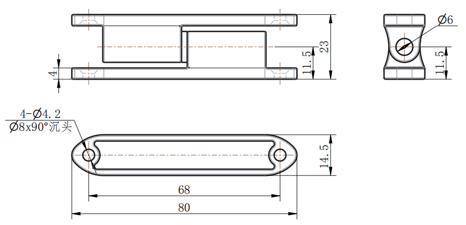 CL231-1 technical dimension drawing zinc alloy removable lift-off hinge 180° opening mounting size specification