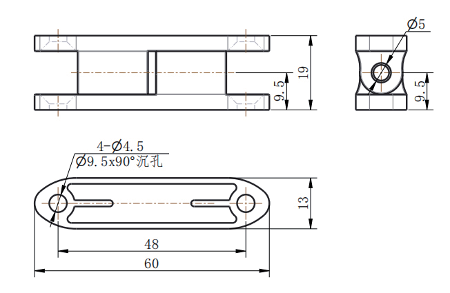 CL231-2 technical dimension drawing zinc alloy removable lift-off split hinge 180 degree opening size and cabinet installation specification