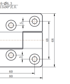 CL233-1 magnetic polished stainless steel 80x68mm 180 degree heavy duty butt hinge with 6 countersunk holes for industrial electrical cabinets and machinery enclosures