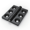 CL233-2 black powder coated zinc alloy 80x65mm 180 degree heavy duty butt hinge with 6 countersunk holes and steel pin for industrial electrical cabinets and machinery enclosures
