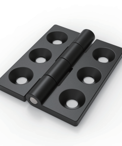 CL233-2 black powder coated zinc alloy 80x65mm 180 degree heavy duty butt hinge with 6 countersunk holes and steel pin for industrial electrical cabinets and machinery enclosures